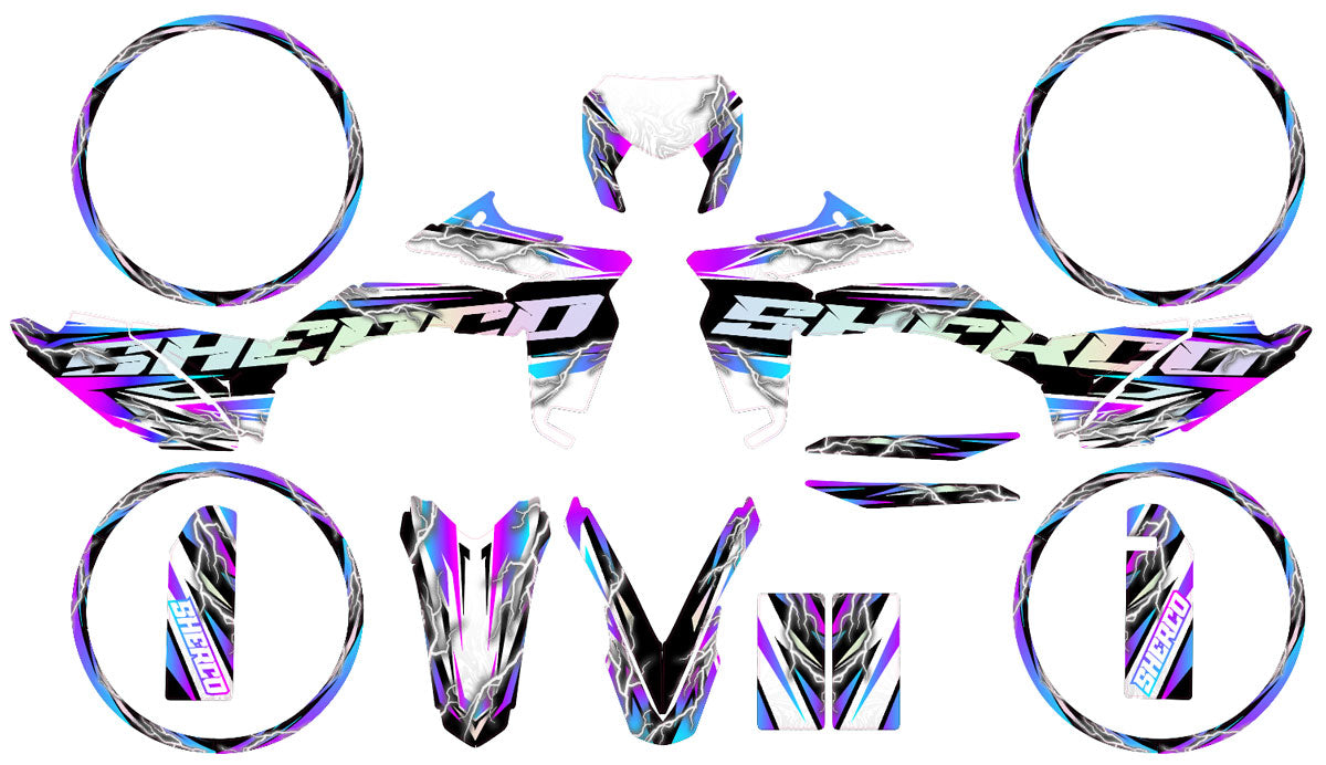 Kit pegatinas Sherco 50cc 2017-2025 Shiro | pegatinas para moto | personalización 50cc | armysctv
