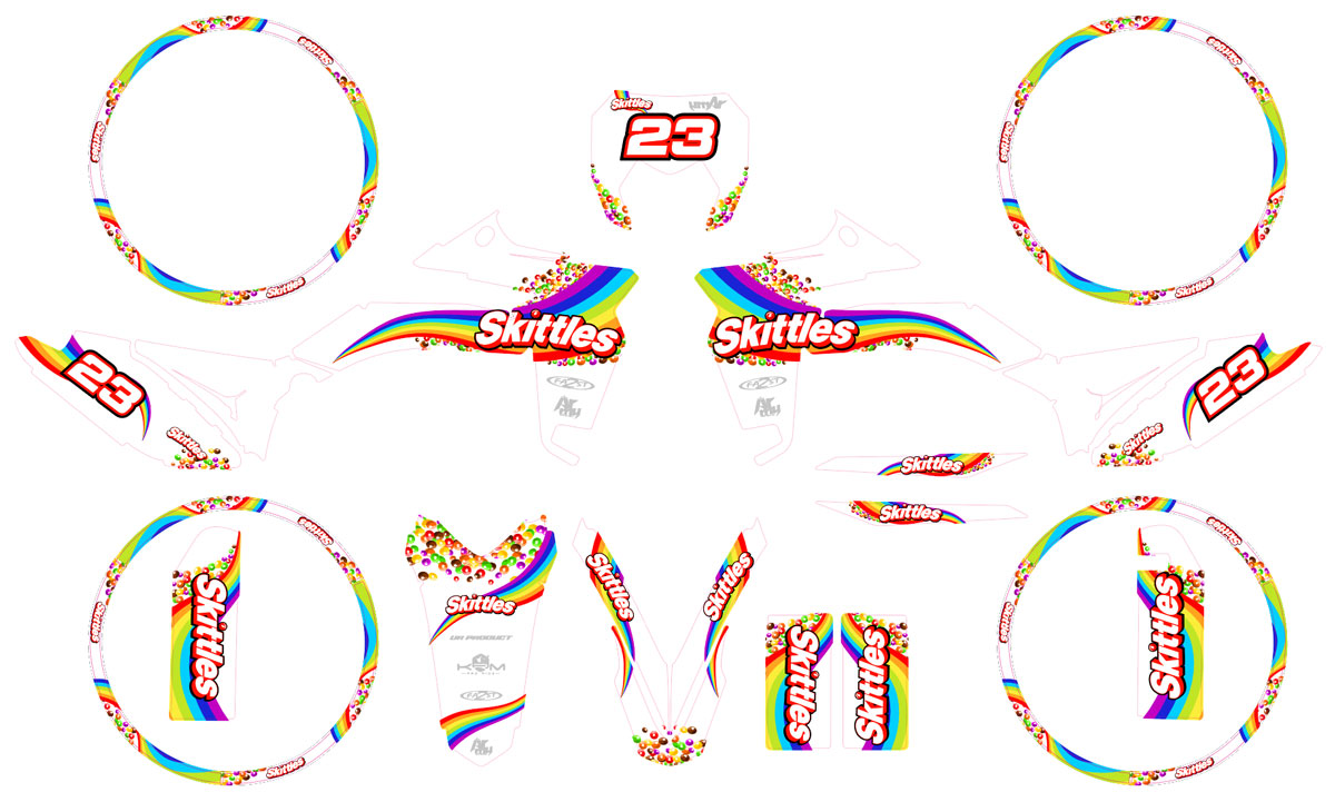 Kit pegatinas Sherco 50cc-2025 Arcoíris | pegatinas para moto | personalización 50cc | armysctv