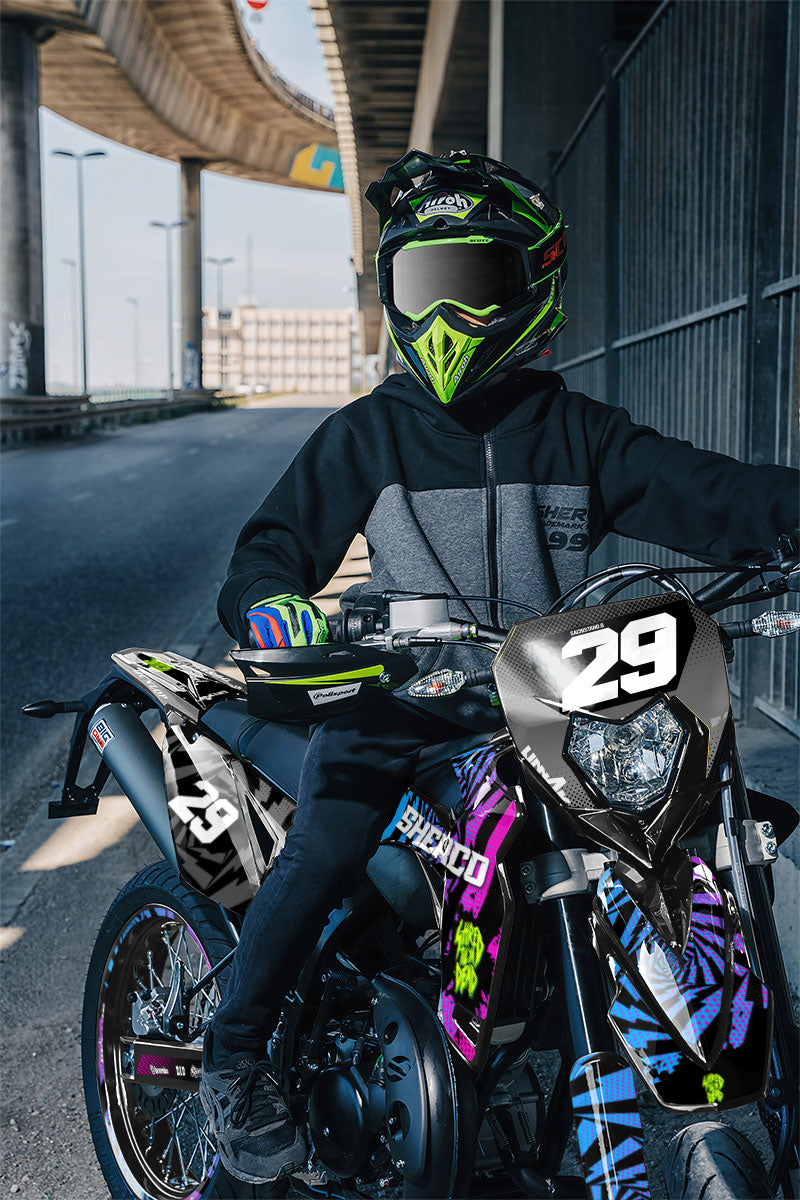 Kit déco Sherco 50cc 2017-2025 Swirl | autocollants moto | personnalisation 50cc | armysctv