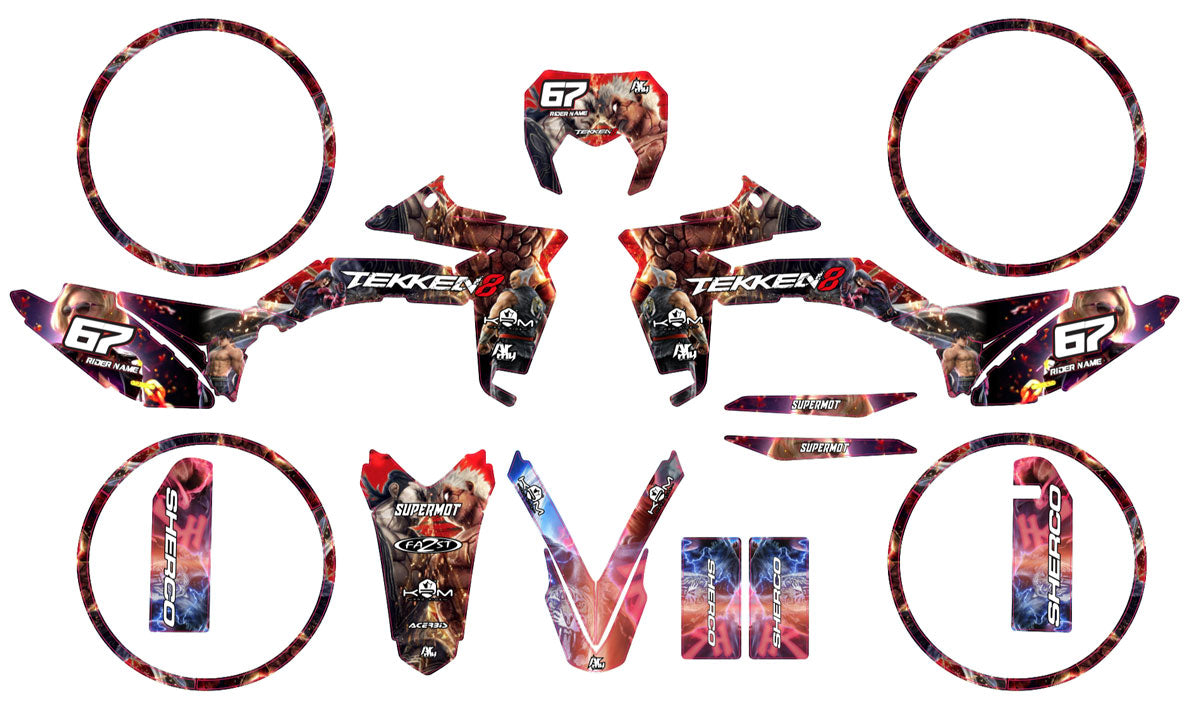 Kit déco Sherco 50cc 2017-2025 Fighter's game | autocollants moto | personnalisation 50cc | armysctv