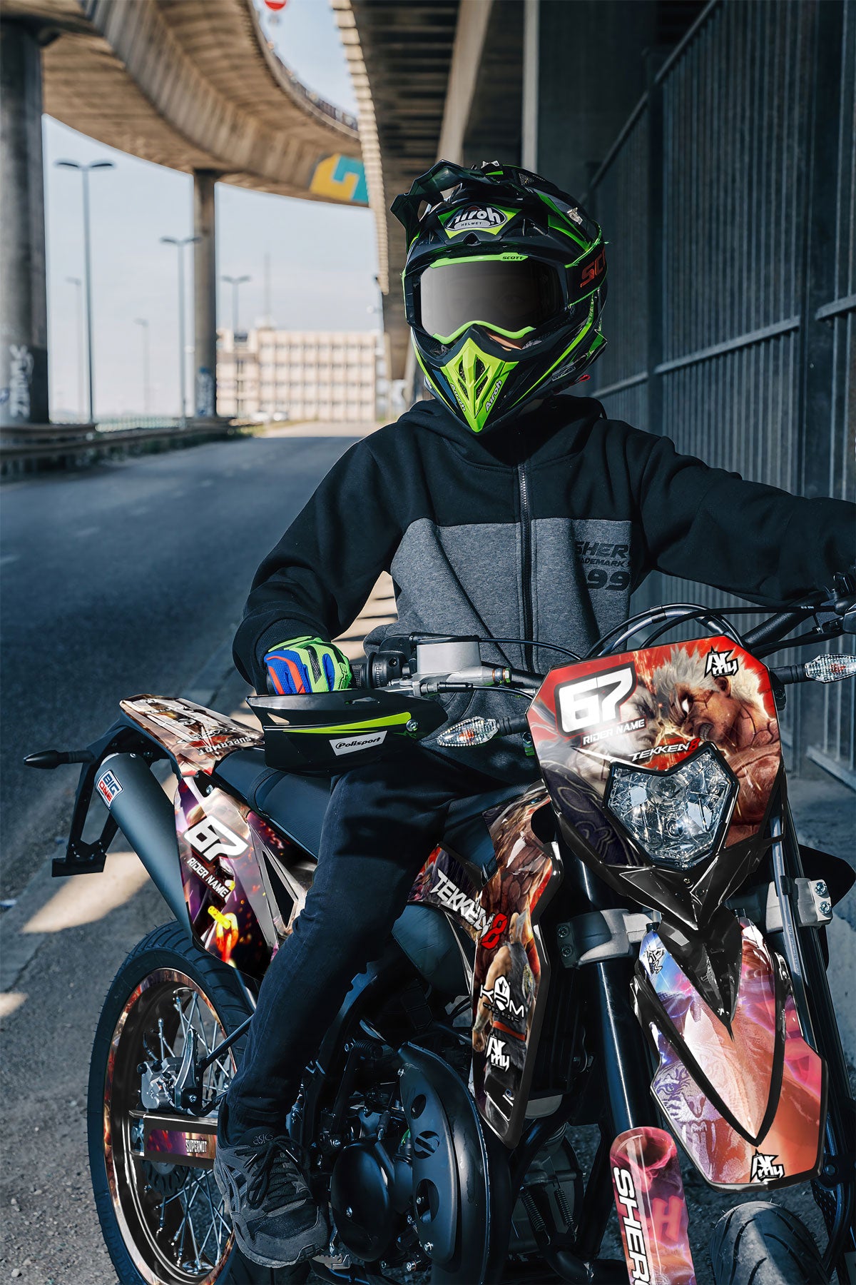 Dekor kit Sherco 50cc 2017-2025 Kämpfers Spiel | Motorradaufkleber | Personalisierung 50cc | armysctv