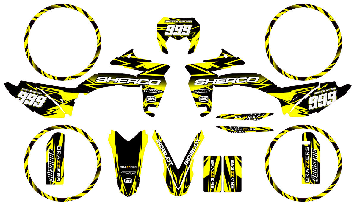 Kit pegatinas Sherco 50cc 2017-2025 Yellowstar | pegatinas para moto | personalización 50cc | armysctv