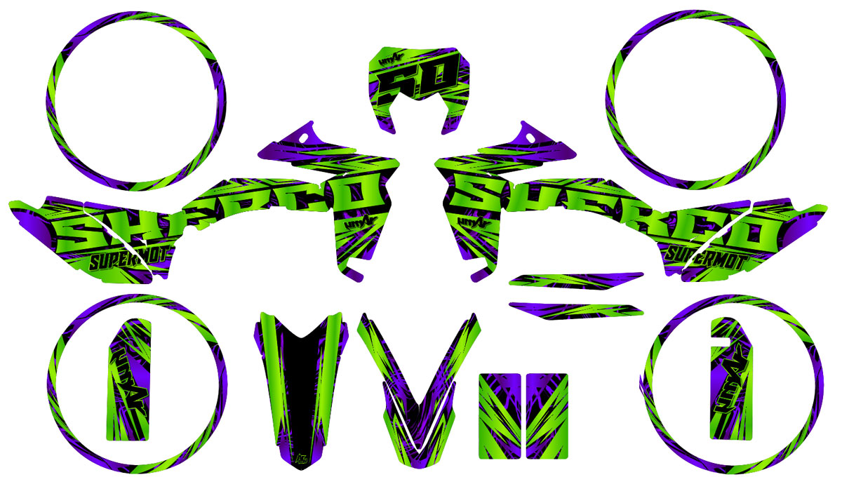 Kit déco Sherco 50cc SM-SMR 2017-2025 Zontix | autocollants moto | personnalisation 50cc | armysctv