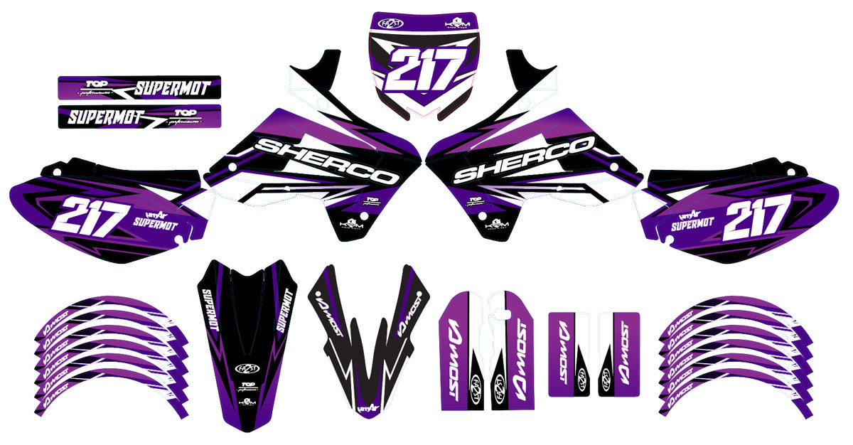 Kit pegatinas 50cc Sherco HRD 2006-2012 Lebrun | pegatinas para moto | personalización 50cc | armysctv