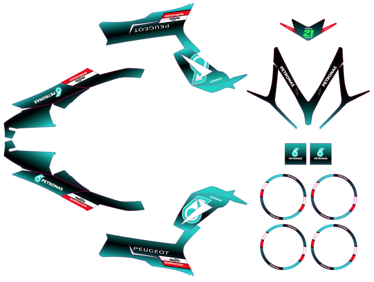 Kit déco Peugeot Speedfight 3 - 2009-2015 Petronas | autocollants moto | personnalisation 50cc | armysctv