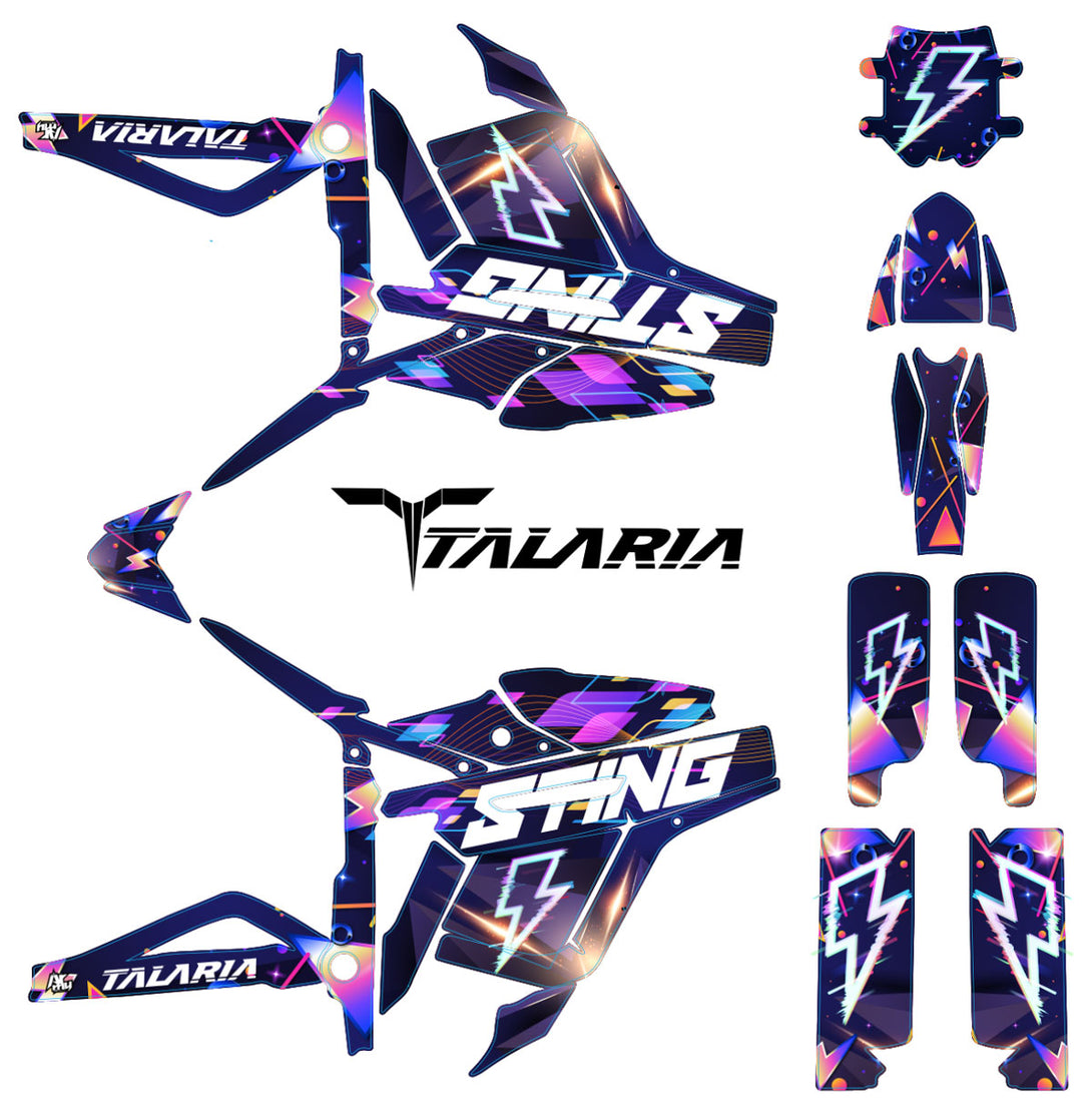 Kit déco Talaria Sting MX3 & R-MX4 Crazy Neon | autocollants moto | personnalisation 50cc | armysctv