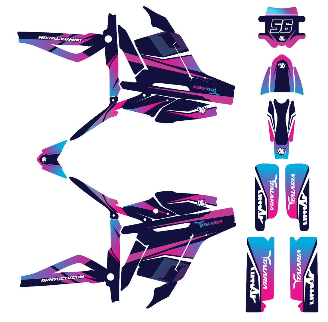 Kit déco Talaria Sting MX3 & R-MX4 Crazy Pink | autocollants moto | personnalisation 50cc | armysctv