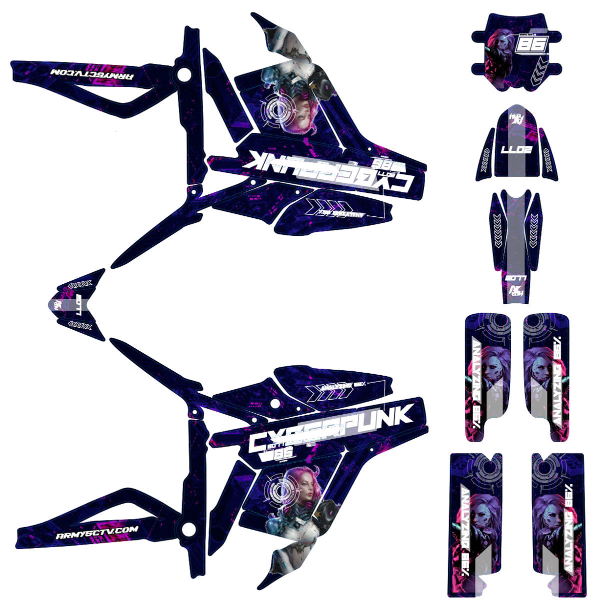 Kit déco Talaria Sting MX3 & R-MX4 Cyberpunk | autocollants moto | personnalisation 50cc | armysctv