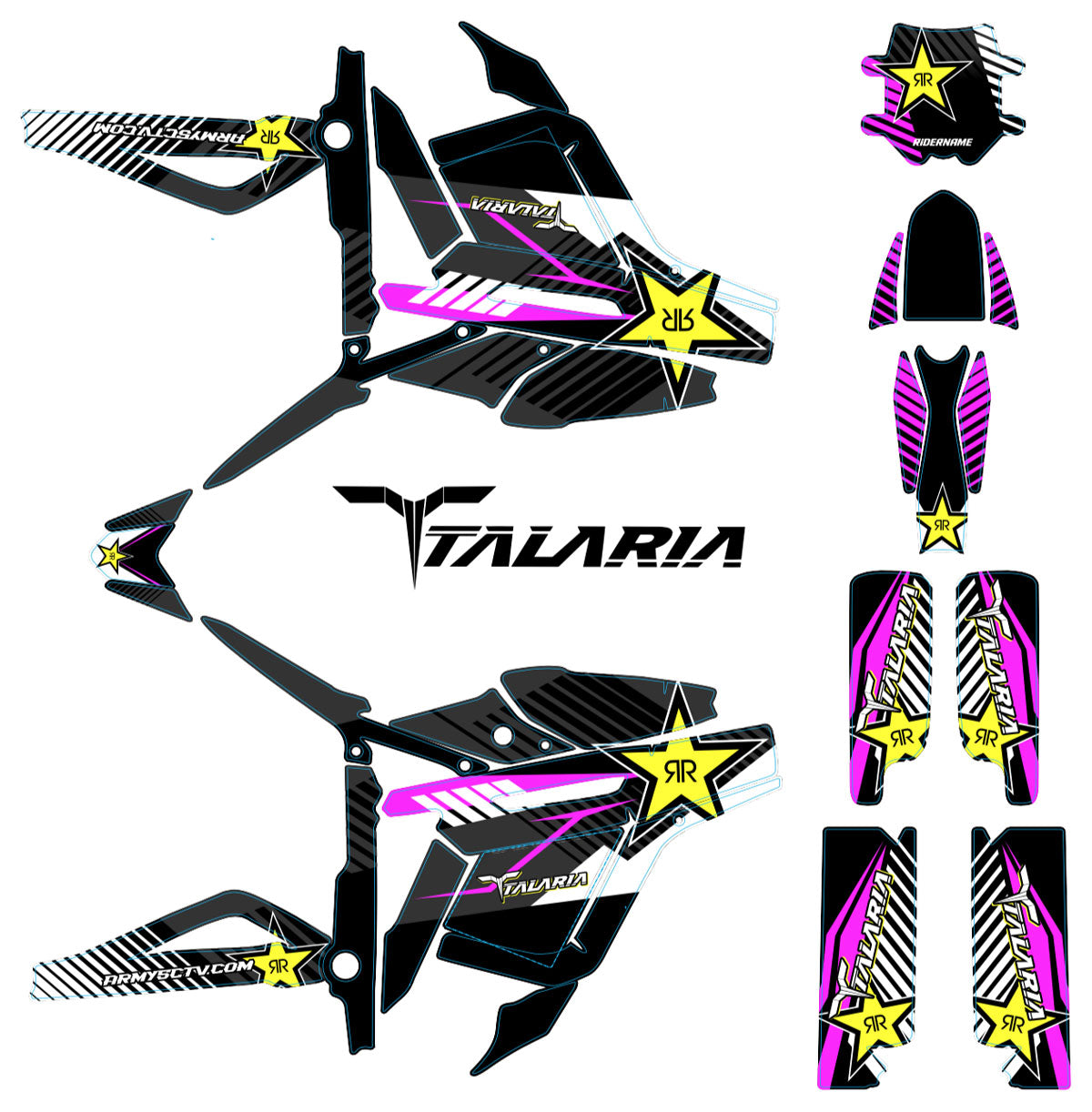 Deko-sett Talaria Sting MX3 & R-MX4 Rockstar | motorsykkelklistremerker | tilpasning 50cc | armysctv