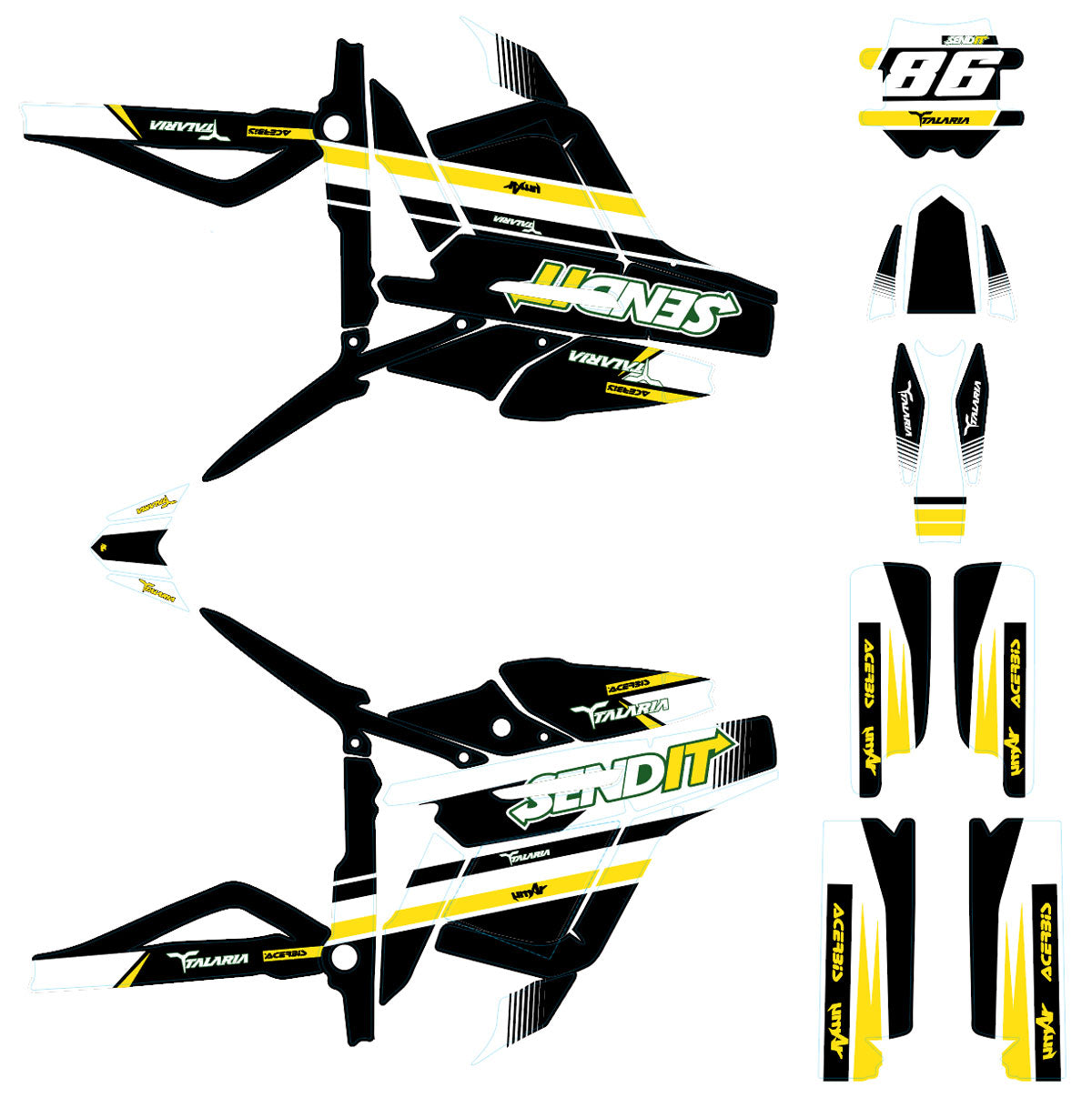 Kit déco Talaria Sting MX3 & R-MX4 Send it | autocollants moto | personnalisation 50cc | armysctv
