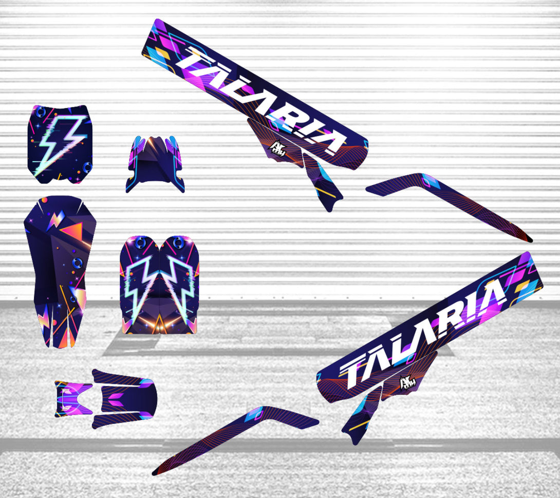 Kit déco Talaria X3 Crazy Neon | autocollants moto | personnalisation 50cc | armysctv