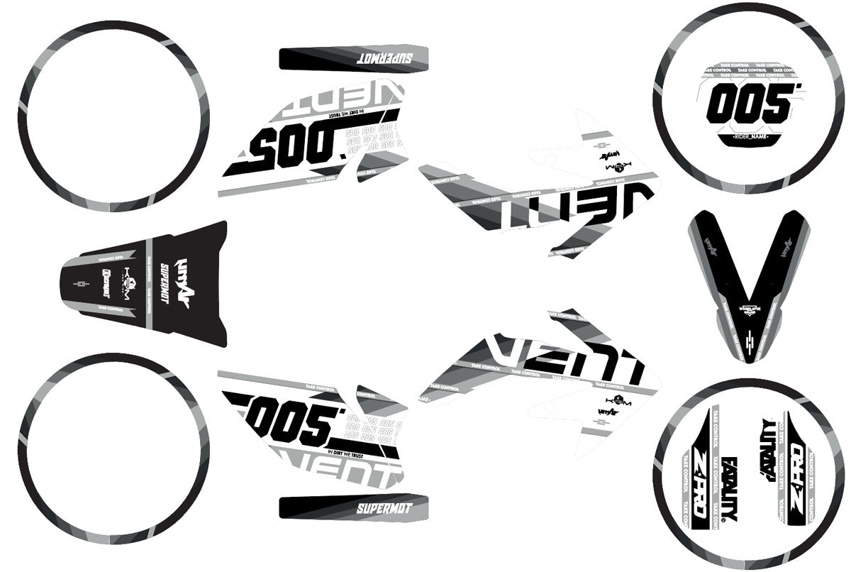 50cc Graphics kit Vent Derapage 2021-2022 Army Greys | motorcycle stickers | 50cc customization | armysctv
