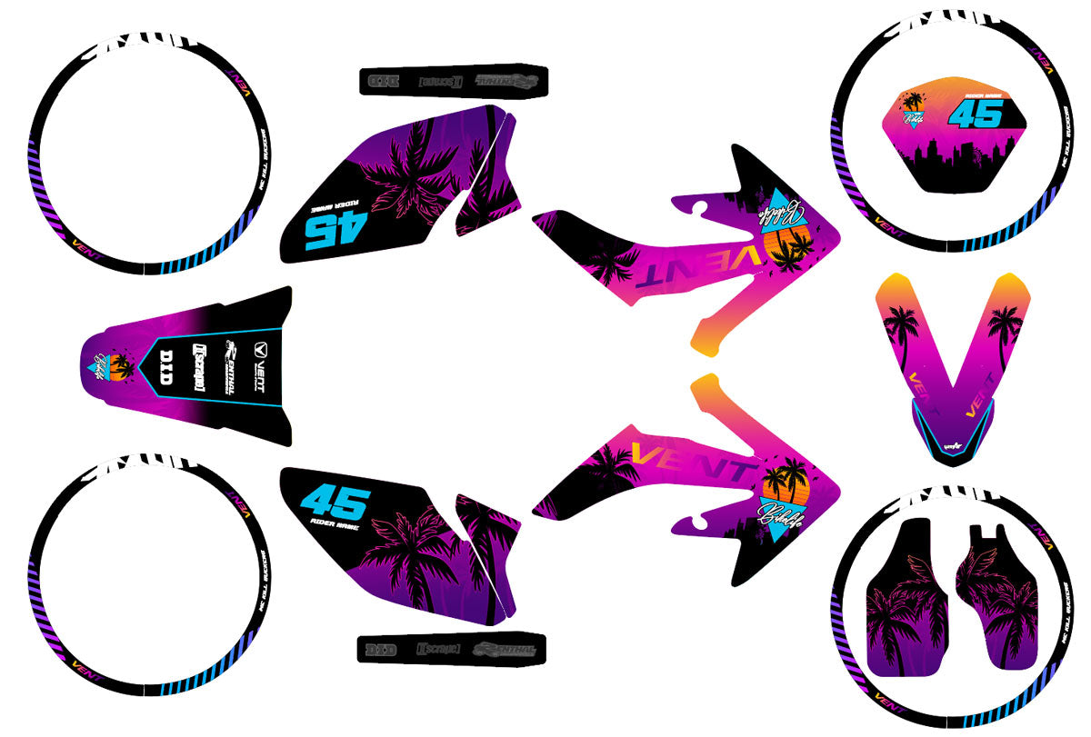 50cc Graphics kit Vent Derapage 2019-2022 Miami | motorcycle stickers | 50cc customization | armysctv