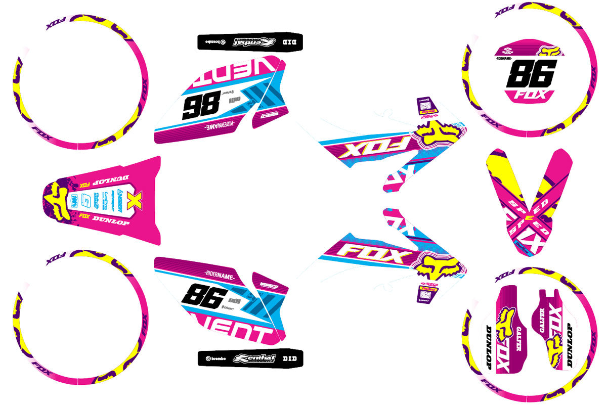 50cc Graphics kit Vent Derapage 2019-2022 Pink Fox | motorcycle stickers | 50cc customization | armysctv