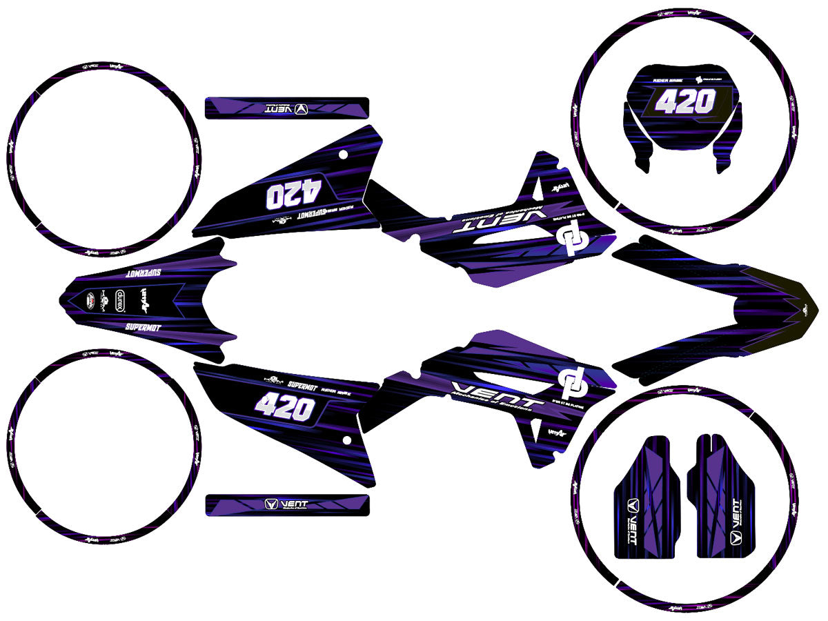 Graphics kit Vent Baja 50cc 2023-2024 Gold and platinum | motorcycle stickers | 50cc customization | armysctv