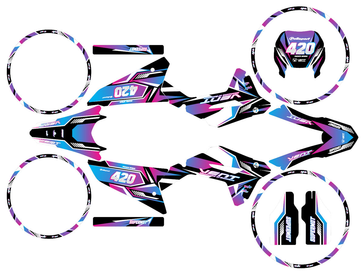 Graphics kit Vent Baja 50cc 2023-2024 MX Sky | motorcycle stickers | 50cc customization | armysctv