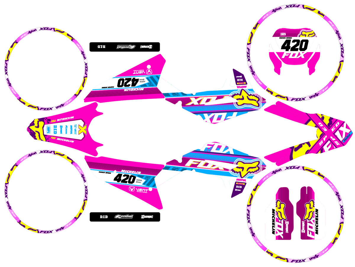 Graphics kit Vent Baja 50cc 2023-2024 Pink Fox | motorcycle stickers | 50cc customization | armysctv