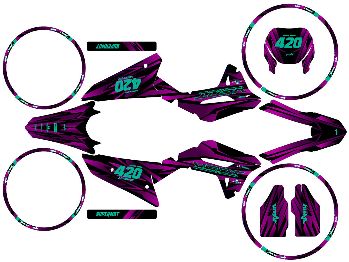Graphics kit Vent Baja 50cc 2023-2024 Purple Rain | motorcycle stickers | 50cc customization | armysctv