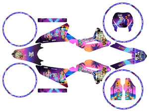 Kit déco Vent Baja 50cc 2023-2024 Vice City | autocollants moto | personnalisation 50cc | armysctv