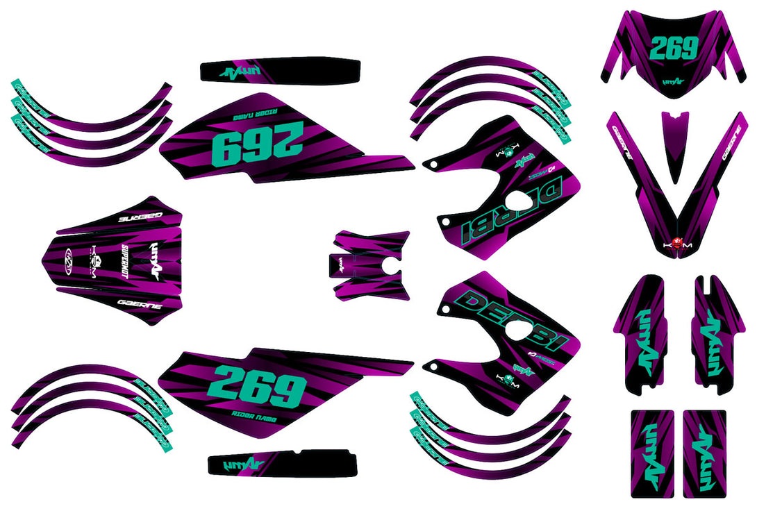 Kit déco 50cc Derbi Senda X-race/X-treme 2003-2009 Purple Rain