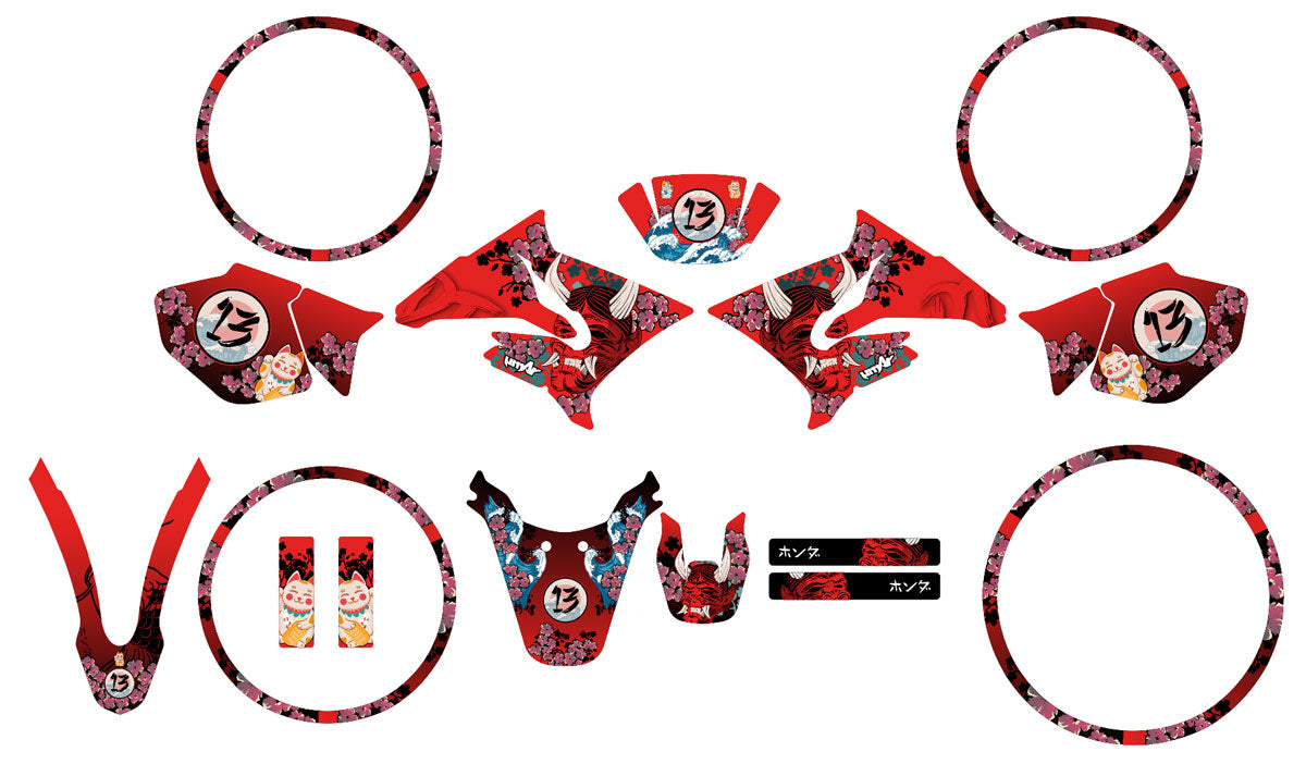 Kit déco Yamaha DT-R 50cc 2004-2012 Arigato | autocollants moto | personnalisation 50cc | armysctv