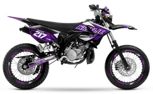 Kit déco 50cc Yamaha DT 2004-2012 Crazy Lilaks | autocollants moto | personnalisation 50cc | armysctv