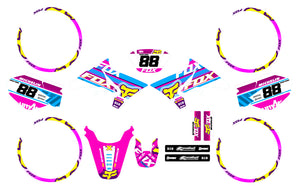 Kit déco 50cc Yamaha DT 2004-2012 Pink Fox | autocollants moto | personnalisation 50cc | armysctv