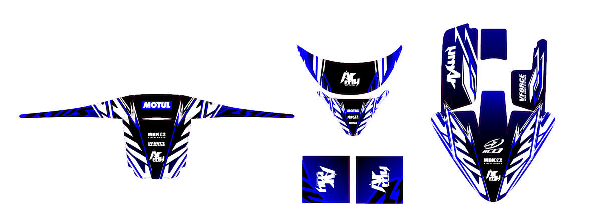 Kit déco MBK Booster RX BCD/Yamaha BW's RX BCD Army Crazy Blue | autocollants moto | personnalisation 50cc | armysctv