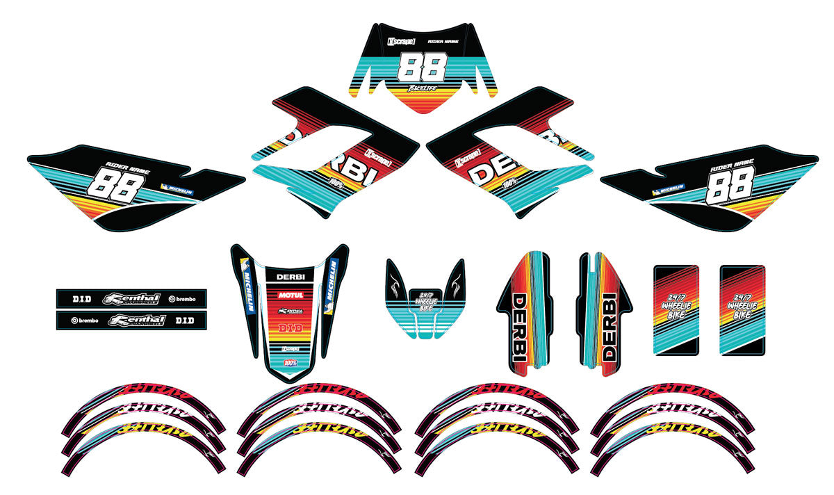 Kit pegatinas Derbi DRD Racing 50cc Bikelife | pegatinas para moto | personalización 50cc | armysctv