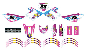 Kit déco Derbi DRD Racing 50cc Pink Fox | autocollants moto | personnalisation 50cc | armysctv