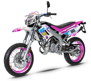 Kit déco Derbi DRD Racing 50cc Pink Fox | autocollants moto | personnalisation 50cc | armysctv