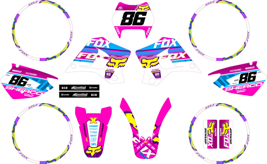 Kit déco 50cc Sherco HRD 1998-2005 Pink Fox