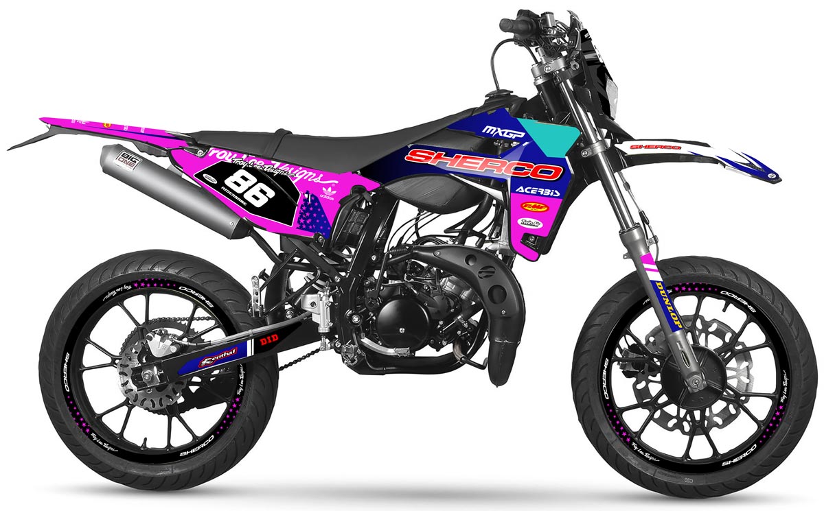 Dekor kit Sherco 50cc 2017-2025 Troy Design | Motorradaufkleber | Personalisierung 50cc | armysctv