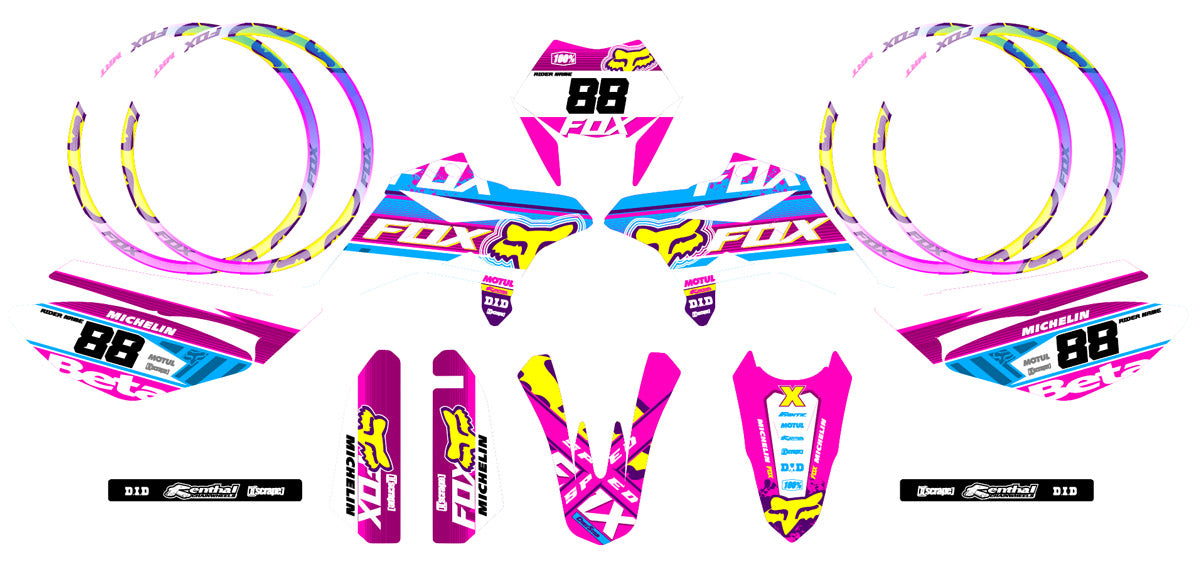 Dekor kit Beta RR 50 Motard 2011-2020 Pink Fox | Motorradaufkleber | Personalisierung 50cc | armysctv