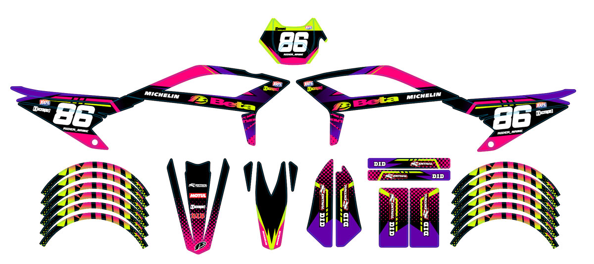 Kit déco Beta RR 50 Motard 2021-2025 Army Neon | autocollants moto | personnalisation 50cc | armysctv