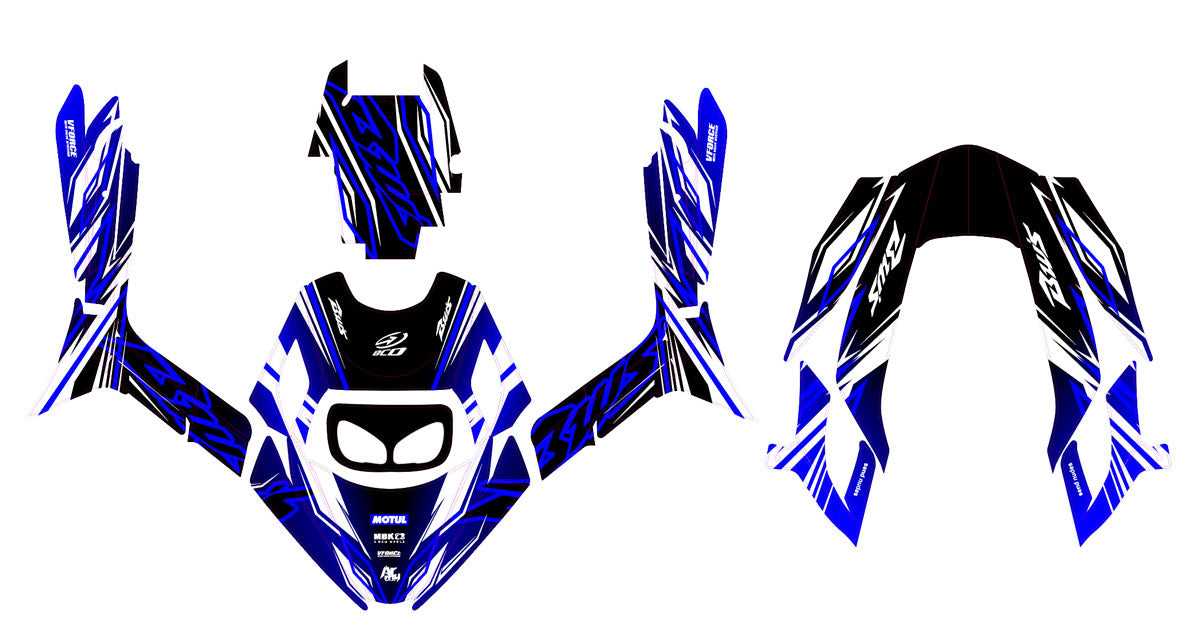 Kit déco MBK Booster RX BCD/Yamaha BW's RX BCD Army Crazy Blue | autocollants moto | personnalisation 50cc | armysctv