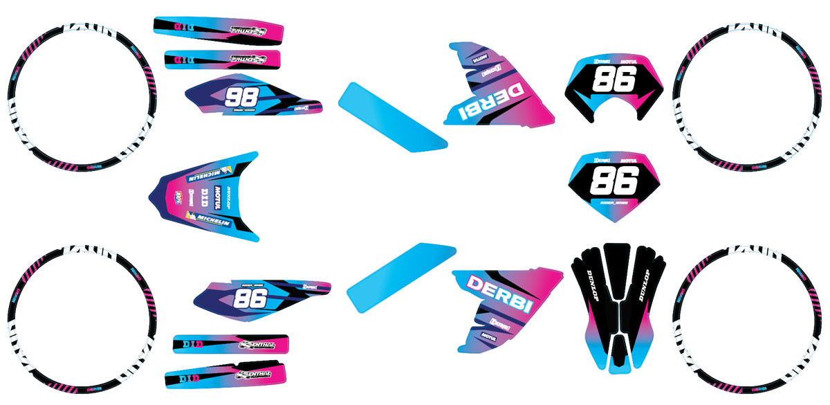 Kit déco Derbi Senda DRD Evo 50cc Evo Blast | autocollants moto | personnalisation 50cc | armysctv