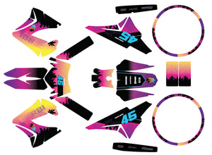 Kit déco 50cc Derbi Senda TNT Tuning Miami | autocollants moto | personnalisation 50cc | armysctv