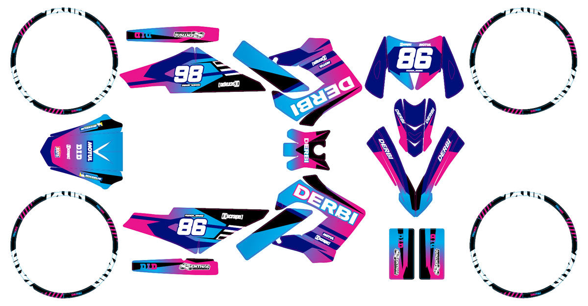 Kit déco Derbi Senda Victoria Bull 50cc 2003-2010 Blast | autocollants moto | personnalisation 50cc | armysctv