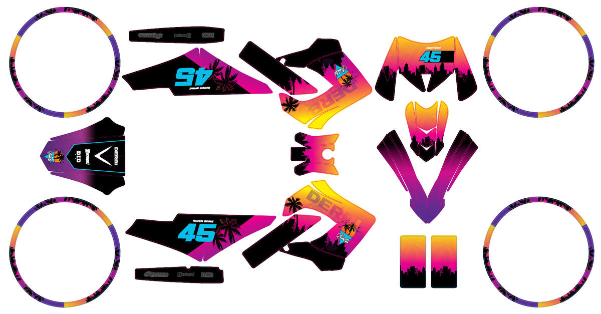 Dekor kit 50cc Derbi Senda Victoria Bull 50cc 2003-2010 Miami | Motorradaufkleber | 50cc Personalisierung | armysctv