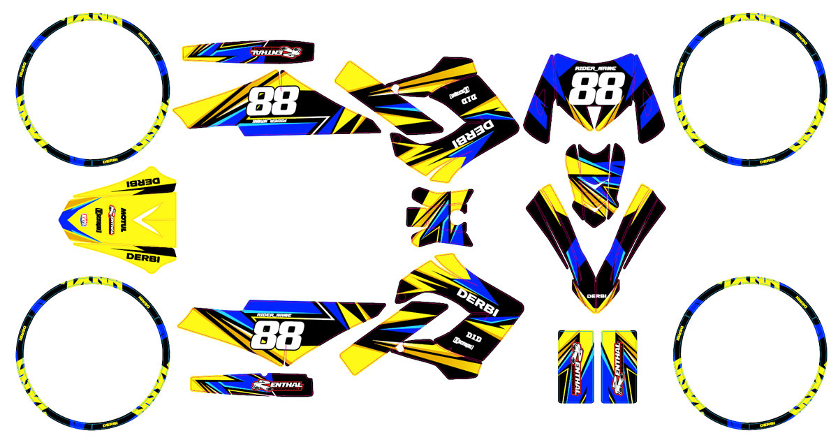 Dekor kit Derbi Senda Victoria Bull 50cc 2003-2010 Finder | Motorradaufkleber | Personalisierung 50cc | armysctv