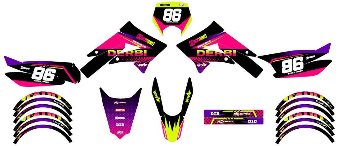 Kit déco Derbi Senda xtreme 50cc 2011-2017 Army Neon | autocollants moto | personnalisation 50cc | armysctv