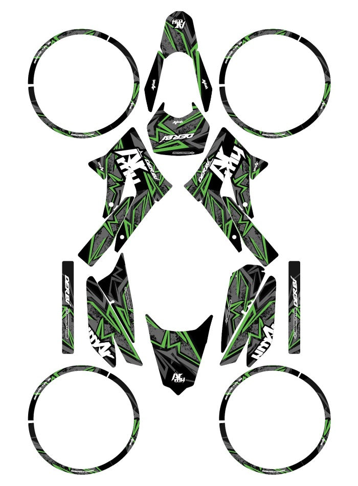 Kit déco Derbi Senda xtreme 50cc 2011-2017 Army Redrum | autocollants moto | personnalisation 50cc | armysctv