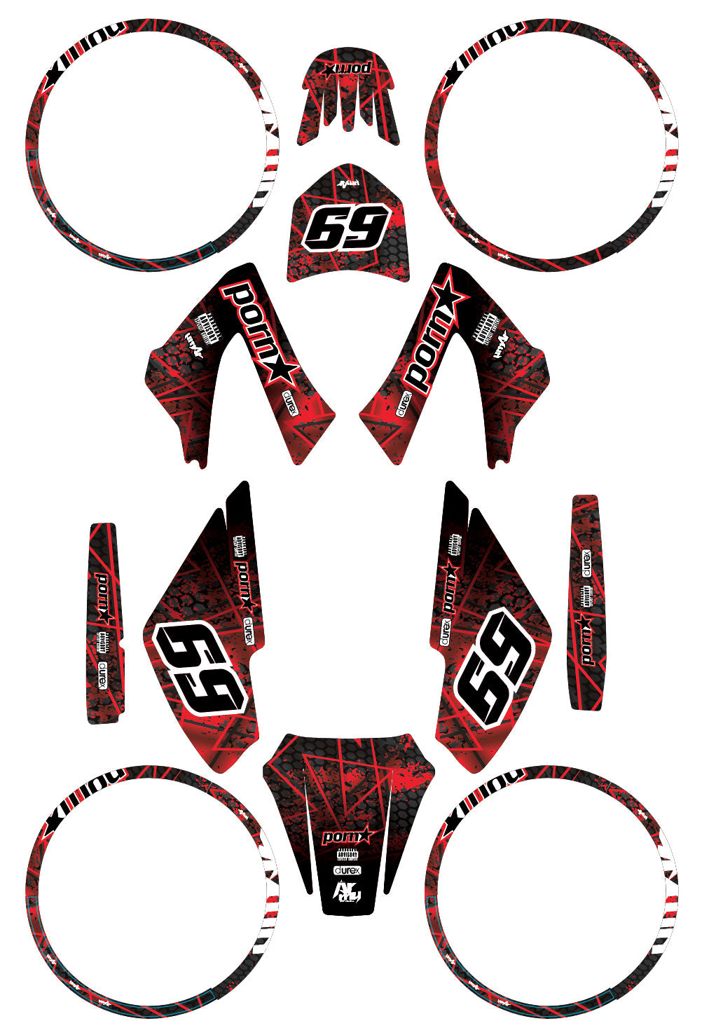 Kit déco Derbi Senda xtreme 50cc 2006-2010 Pstar | autocollants moto | personnalisation 50cc | armysctv