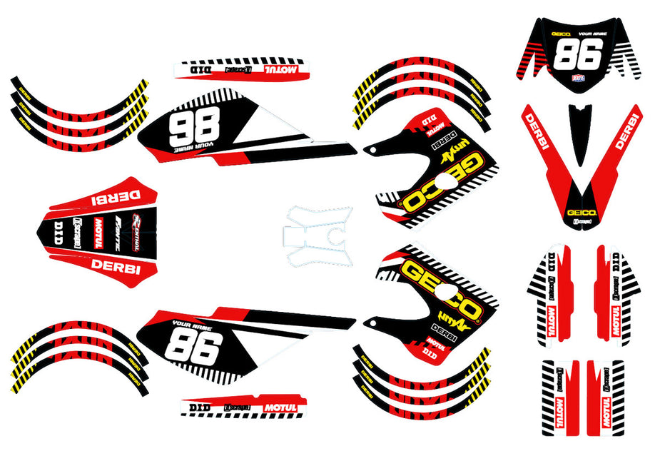 Graphic decals 50cc Derbi Senda x-race 2003-2009 Geico – armysctv
