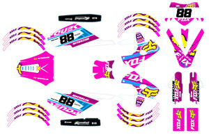 Kit déco 50cc Derbi Senda X-race/X-treme 2003-2009 Pink Fox | autocollants moto | personnalisation 50cc | armysctv