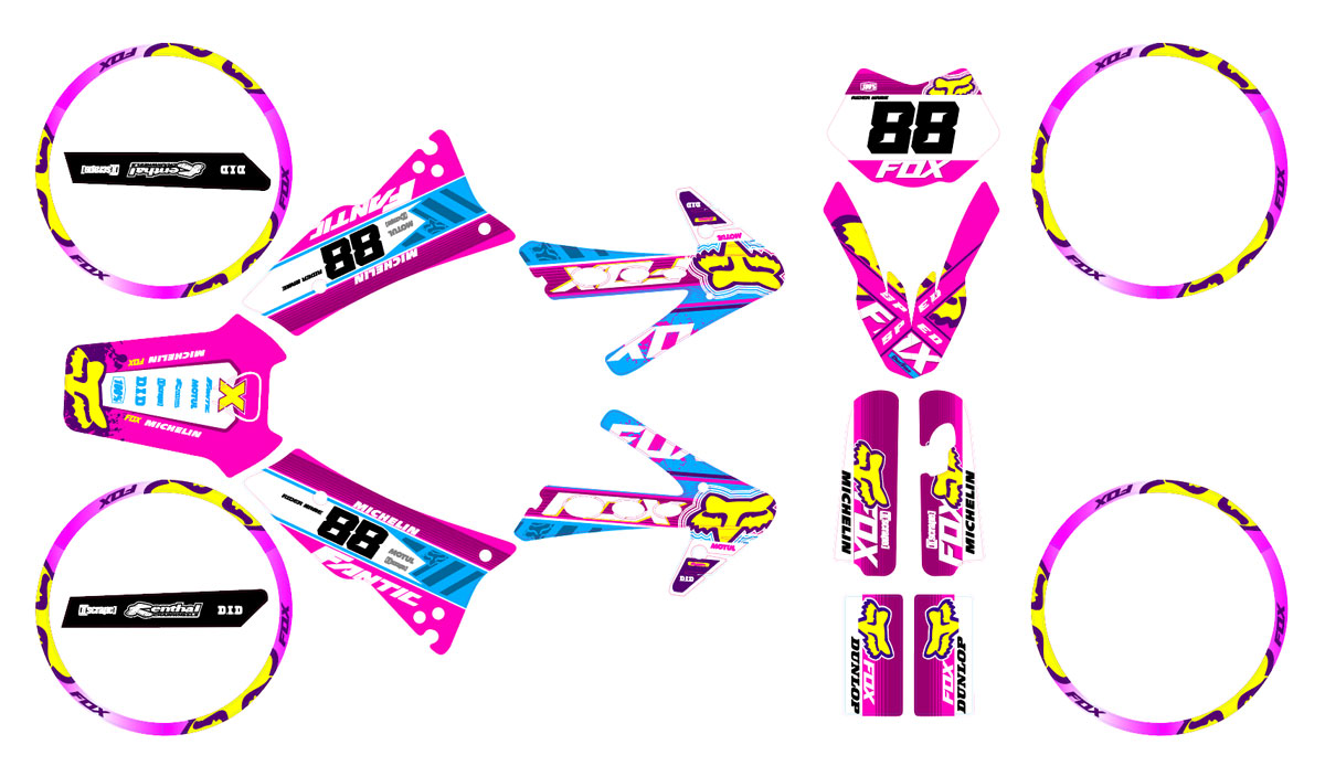 Kit pegatinas 50cc Fantic Caballero 2013-2016 Zorro Rosa | pegatinas para moto | personalización 50cc | armysctv