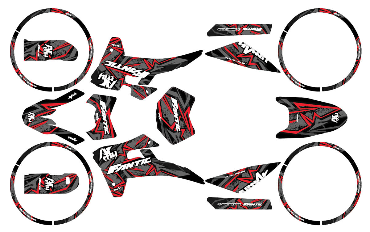 Kit déco Fantic 50cc 2017-2022 Army Redrum | autocollants moto | personnalisation 50cc | armysctv