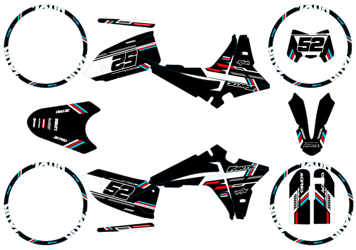 Kit déco Fantic 50cc 2023-2025 Black Cat | autocollants moto | personnalisation 50cc | armysctv