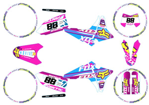 Kit déco Fantic 50cc 2023-2025 Pink Fox | autocollants moto | personnalisation 50cc | armysctv